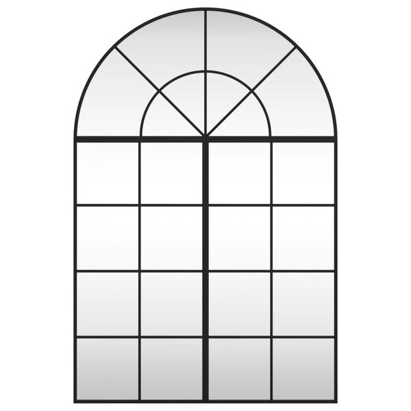 vidaXL Stensko ogledalo črno 80x120 cm obokano železo