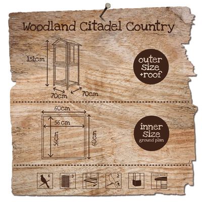 Duvoplus Kletka za ptice Citadel Country 70x70x151 cm lesena