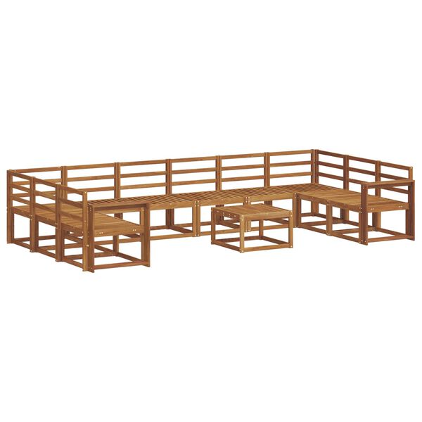 vidaXL Zunanja garnitura za sedenje 11 pcs Naravna Masiven les akacije