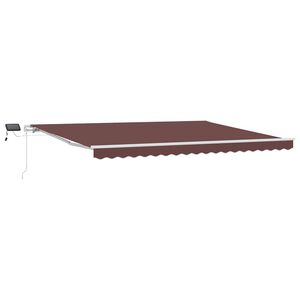 vidaXL Ročno zložljiva tenda z LED rjava 450x300 cm