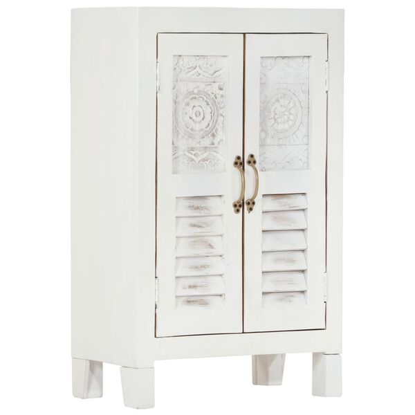 vidaXL Komoda bela 55x30x90 cm trden akacijev les