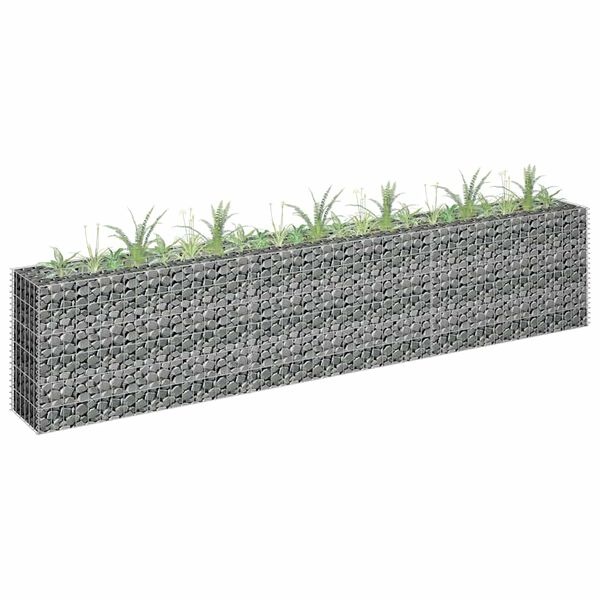 vidaXL Visoka greda gabion pocinkano jeklo 270x30x60 cm