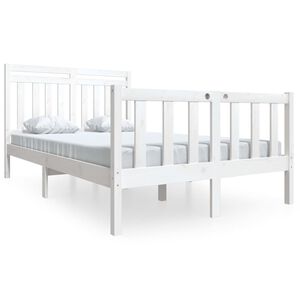 vidaXL Posteljni okvir bel iz trdnega lesa 140x200 cm