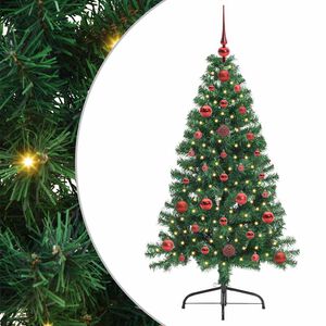vidaXL Umjetna preddekorirana božićna jelka Zelena 120 cm PVC