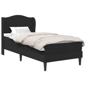 vidaXL Konstrukcija postelje z vzglavjem Črna 90 x 190 cm Umetno usnje