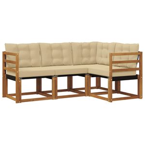 vidaXL Zunanja garnitura za sedenje z blazino 4 pcs Naravna in bež