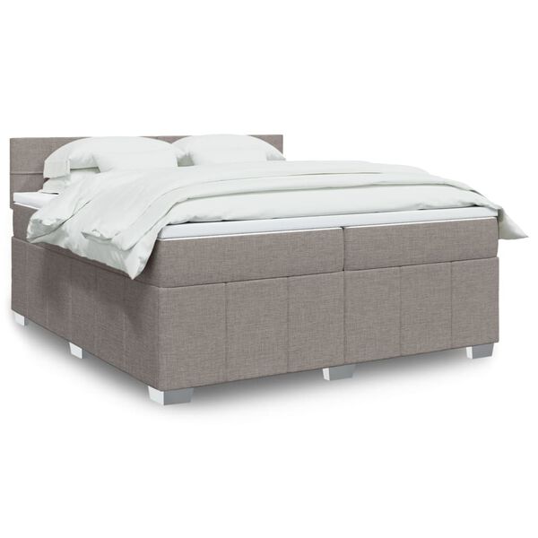 vidaXL Box spring postelja z vzmetnico taupe 200x200 cm blago