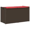 vidaXL Zunanja klop za shranjevanje z blazino Brown 100 cm Poly Rattan