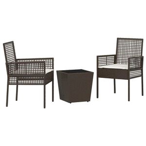 vidaXL Vrtnik Bistro Set 3 pcs Rjava Poly ratan