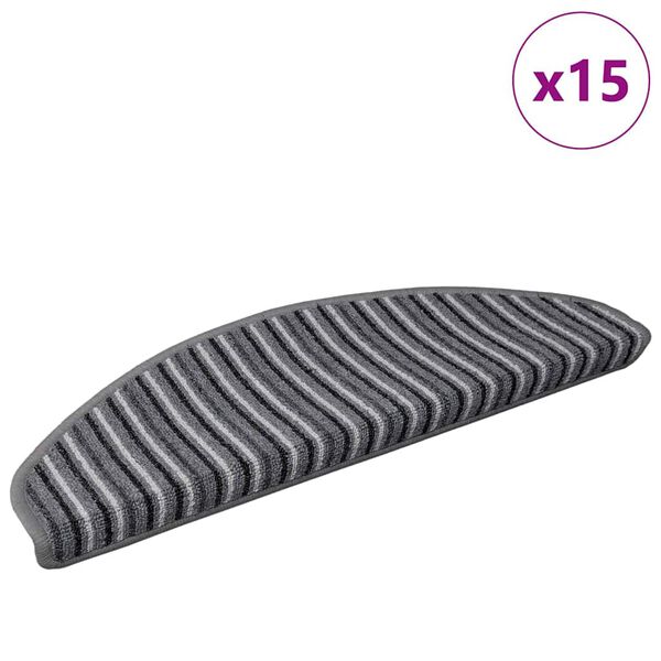vidaXL Samolepilni stopni&scaron;čni tepihi 15 pcs Siva 65 x 21 x 4 cm