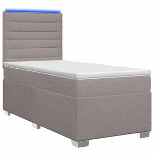 vidaXL Postelja boxspring z vzmetnico Taupe 80 x 200 cm Blago