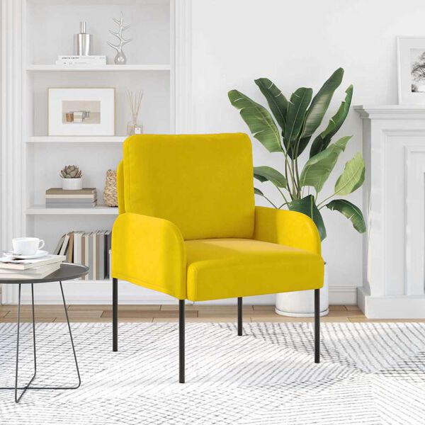 vidaXL Sedežne garniture z blazino 55cm Rumena Vezani les