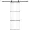 vidaXL Drsna vrata z opremo črna 76x205 cm ESG steklo