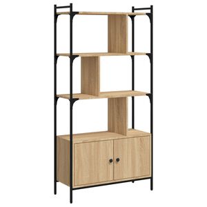 vidaXL Knjižna omara z vrati sonoma hrast 76,5x30x154,5 cm inženirski les