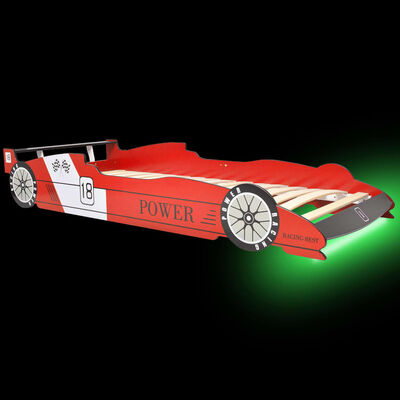 vidaXL Otroška postelja LED dirkalni avtomobil 90x200 cm rdeče barve