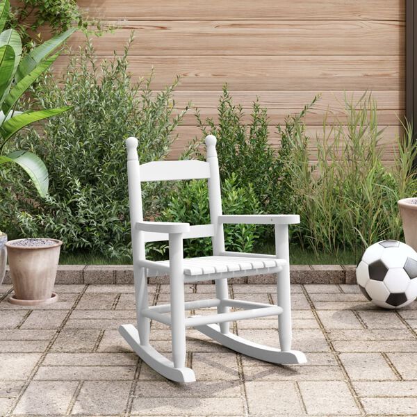 vidaXL Otroški gugalni stol bel trdna topolovina