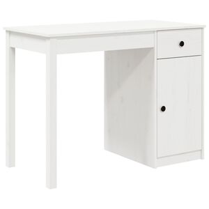 vidaXL Pisalna miza bela 100x50x75 cm trdna borovina