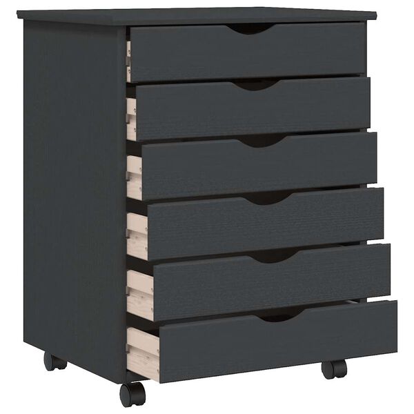 vidaXL Premična omarica s predali MOSS siva trdna borovina