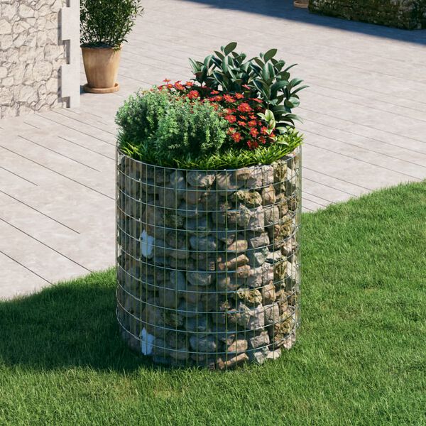 vidaXL Okrogel gabion pocinkano jeklo Ø100x100 cm