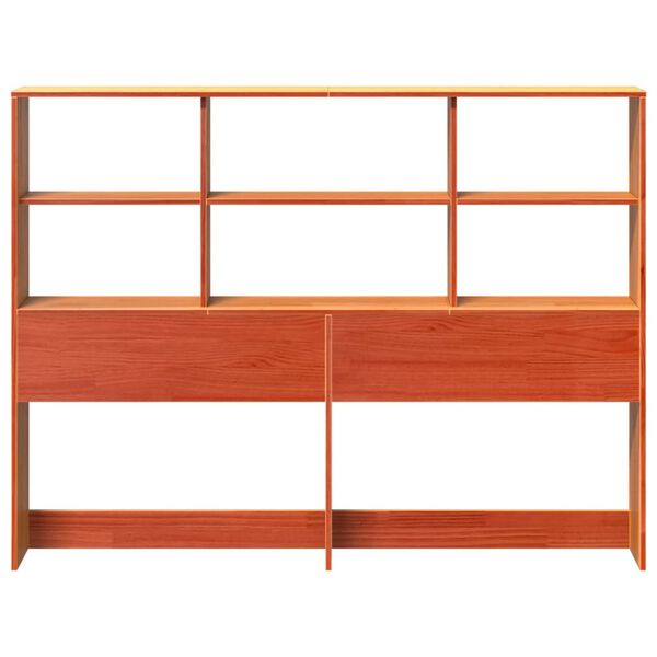 vidaXL Vzglavje s predelki vo&scaron;čeno rjavo 120 cm trdna borovina