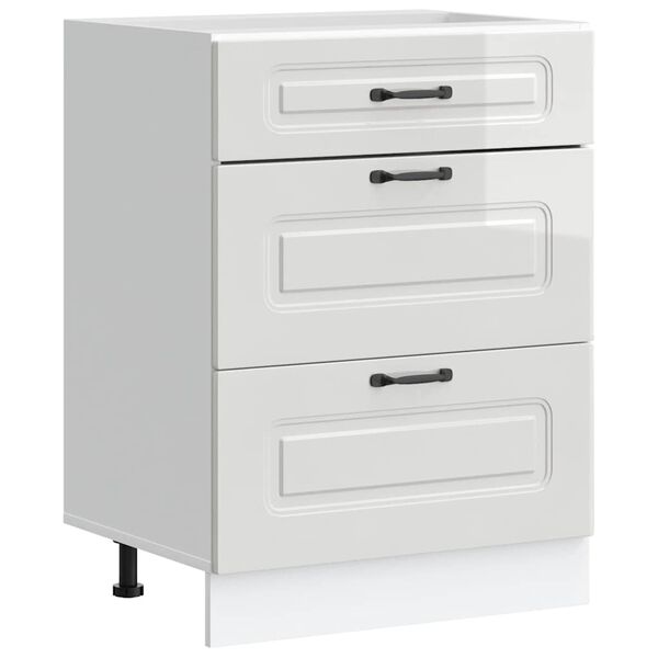 vidaXL Kuhinjska spodnja omarica "Kalmar" visok sijaj bela inženirski les