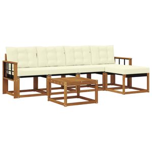 vidaXL Zunanja garnitura za sedenje z blazino 6 pcs Naravna in smetana