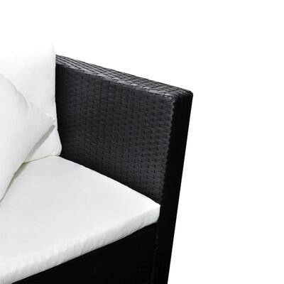 vidaXL Vrtna sedežna garnitura z blazinami 4-delna poli ratan črna