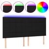 vidaXL LED posteljno vzglavje črno 160x5x118/128 cm blago