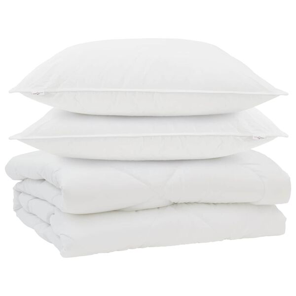 vidaXL Odeja z blazino 3 pcs Bela Mikrofibra