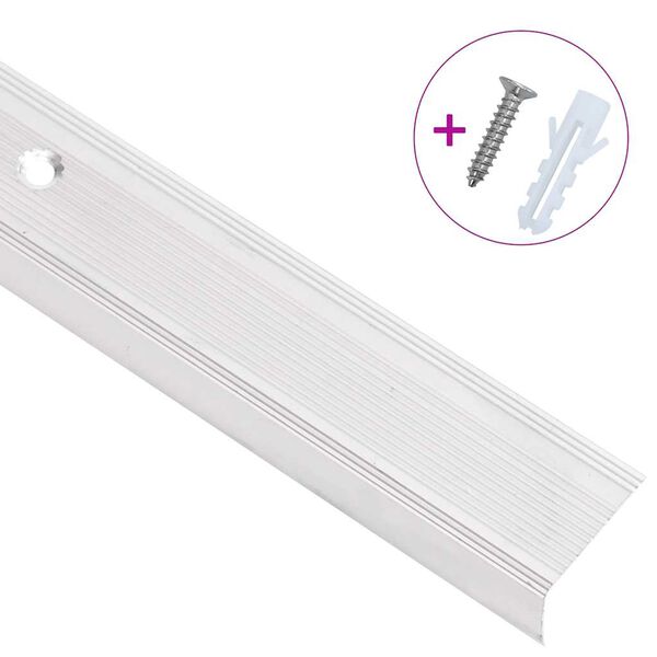 vidaXL Obrobe za stopnice L-oblike 15 kosov aluminij 90 cm srebrne