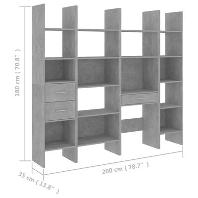 vidaXL Komplet knjižnih omar 4-delni betonsko siva iverna plošča