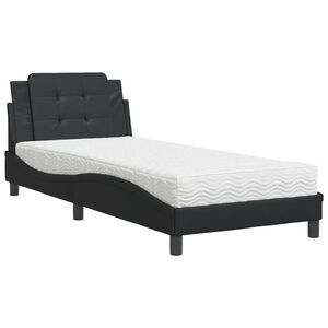 vidaXL Postelja z vzmetnico Zadar črna 80x200 cm umetno usnje