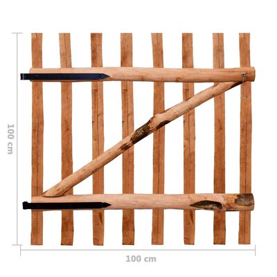 vidaXL Enojna vrata za ograjo impregnirana leska 100x100 cm