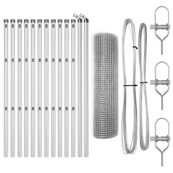 vidaXL Steber ograje. srebrna 25 x 0,6 m (25 x 25 mm mreža) Jeklo