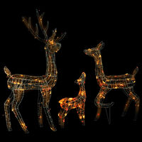 vidaXL Božična dekoracija družina jelenov 300 večbarvnih LED lučk