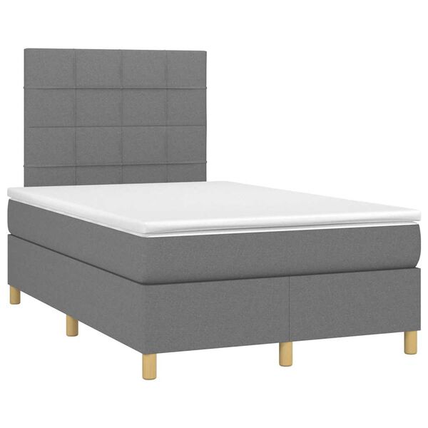 vidaXL Box spring postelja z vzmetnico temno siva 120x190 cm blago
