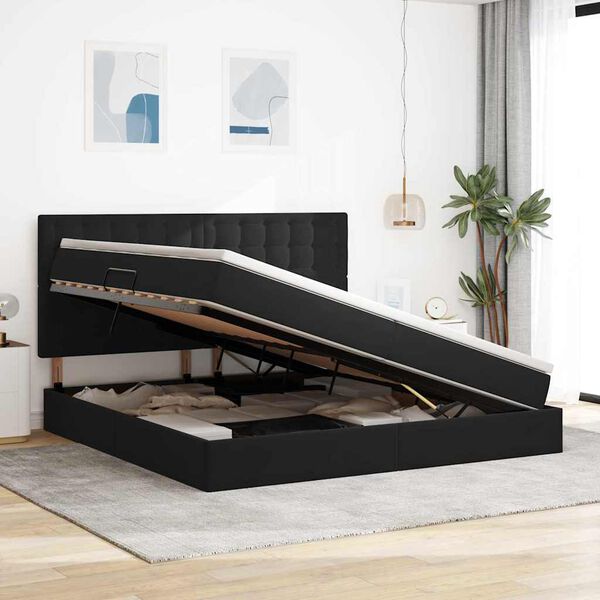 vidaXL Postelja z dodatnim prostorom za shranjevanje in LED osvetlitvijo