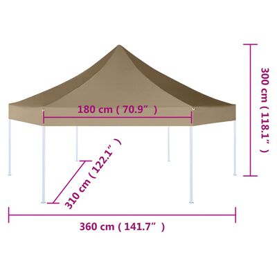 vidaXL Zložljiv šotor šestkoten 3,6x3,1 m taupe 220g/m²