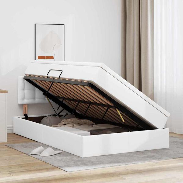 vidaXL Postelja z dodatnim prostorom za shranjevanje in LED osvetlitvijo