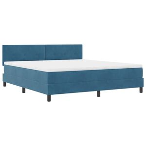 vidaXL LED Box Spring Postelja Temno modra 180 x 200 cm Žamet