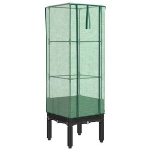 vidaXL Visoka greda s prevleko za rastlinjak videz ratana 40x40x140 cm