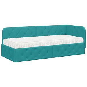 vidaXL Kotna postelja Turkizna 80 x 200 cm Žamet