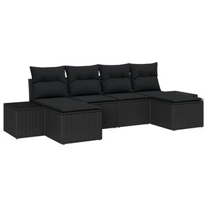vidaXL Vrtna sedežna garnitura z blazino 4 pcs Črna poli ratan