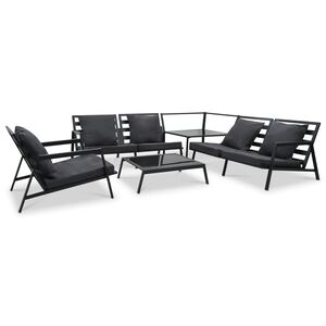 vidaXL Vrtna garnitura z blazinami 5-delna aluminij temno siva