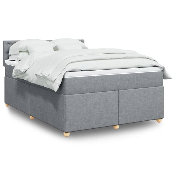 vidaXL Box spring posteljni z vzmetnico svetlo siv 140x190 cm blago