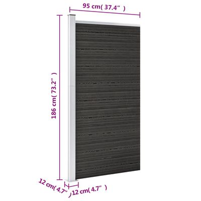vidaXL Ograjni panel WPC 95x186 cm siv