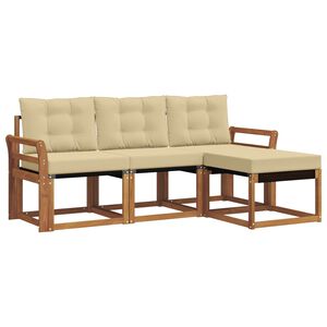 vidaXL Zunanja garnitura za sedenje z blazino 4 pcs Naravna in bež