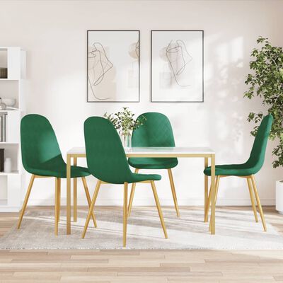 vidaXL Jedilni stoli 4 kosi temno zelen žamet