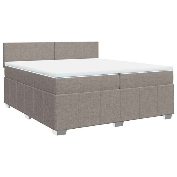 vidaXL Box spring postelja z vzmetnico taupe 200x200 cm blago