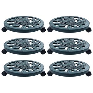 vidaXL Vozički za rastline 6 kosov zeleni 38 cm plastika